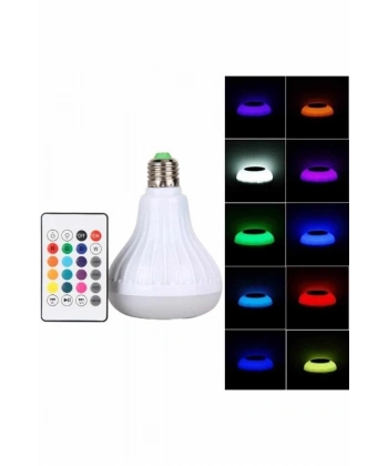 Kumandalı RGB Led Işık Bluetooth Hoparlör Ses Lambası Renkli Ampul