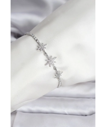 Kutup Yıldızı Model Zirkon Taşlı Gümüş Renk Su Yolu Kadın Bileklik