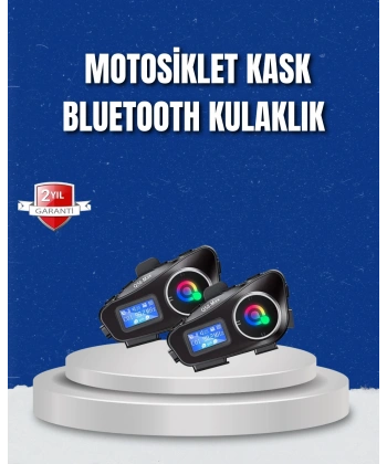 LCD Ekranlı Bluetooth Kask Kulaklığı FM Radyo ve SD Kart Girişli