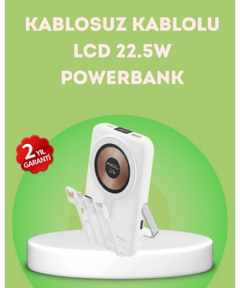 LCD Göstergeli Manyetik Powerbank Type C USB Girişli