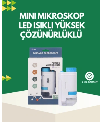 LED Aydınlatmalı 80–200 Kat Büyütmeli Cep Mikroskop
