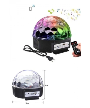Led Işık Disko Topu Bluetooth Hoparlörlü USB Müzik Çalar Kumandalı