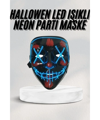 Led Işıklı Neon Maske Cadılar Bayramı Maskesi Korkunç Korku Maskesi