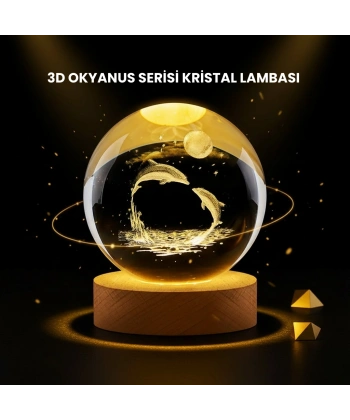 LED Işıklı Yunus Küre Ahşap Standlı Modern Dekoratif Aksesuar