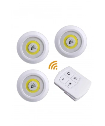 Led Lamba 3lü Uzaktan Kumandalı Yapışkanlı