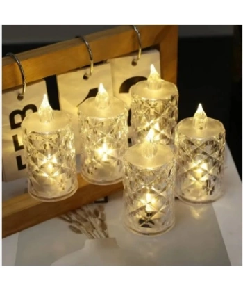 Led Mum Şeffaf Kristal LED Mum Pilli Alevsiz Çay Mumu Düğün Doğum Günü Ortam Işığı Mini