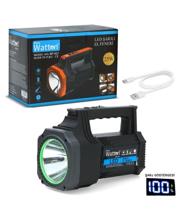 LED ŞARJLI EL FENERİ 25W WATTON WT-417