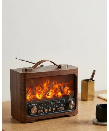 LED Şömine Efektli Kablosuz Hoparlör Bluetooth Radyo USB TF Kart Destekli