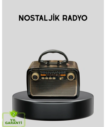 LED’li Nostaljik Bluetooth Hoparlör – Vintage Tasarım, Ahşap Doku