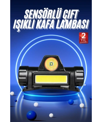 Ledli Şarjlı Kafa Lambası LED Şarjlı Su Geçirmez Kafa Feneri