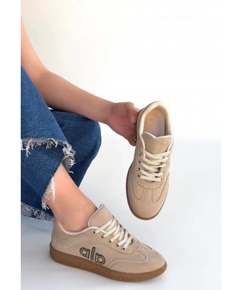 Lendo Bej Süet Bağcıklı Spor Ayakkabı