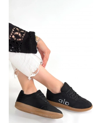 Lendo Siyah Süet Bağcıklı Spor Ayakkabı