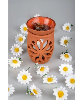 Lotus Çiçeği  El Yapımı Çömlek Buhurdanlık Tütsülük