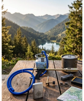 LPG Gazlı Pürmüz Hortumlu Alev Tabancası Mangal Yakma Kamp Ateşi ve Atölye Kullanımı