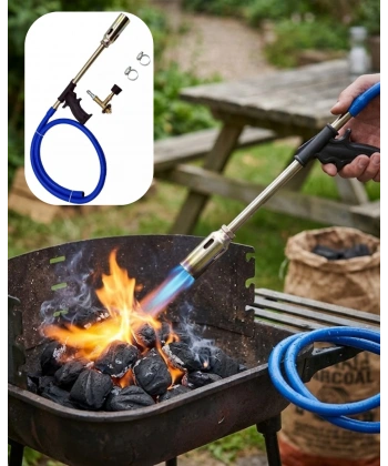LPG Pürmüz Alev Tabancası Hortumlu Ayarlanabilir Gazlı Alev Yakıcı Kamp ve Mangal Başlatıcı