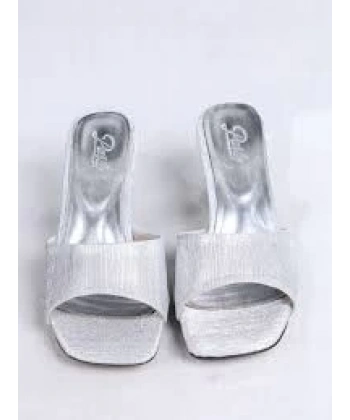 Luart Gümüş Simli Topuklu Terlik