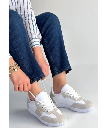 Lunga Beyaz Cilt Bağcıklı Spor Ayakkabı