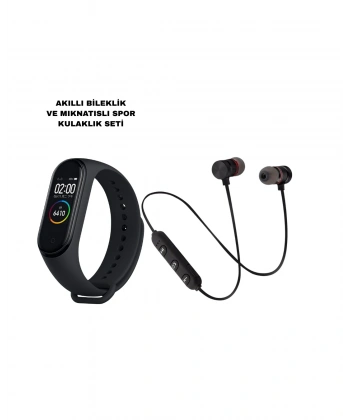 M6 Akıllı Bileklik ve Bluetooth Spor Kulaklık 2’li Set
