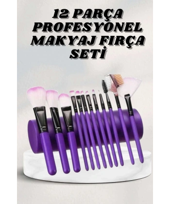 Makyaj Fırçası 12 Parça Set Yumuşak Uçlu Göz Makyajına Uygun Hafif ve Taşınabilir Çanta