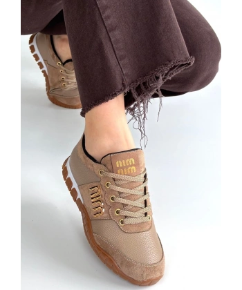 Marje Vizon Cilt Bağcıklı Spor Ayakkabı