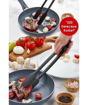 Maşa - 220 Dereceye Kadar Dayanıklı Yanmaz - Yapışmaz Plastik Izgara Maşası 30 Cm