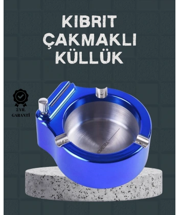 Masa Üstü Çakmaklı Küllük Paslanmaz Metal Gövde