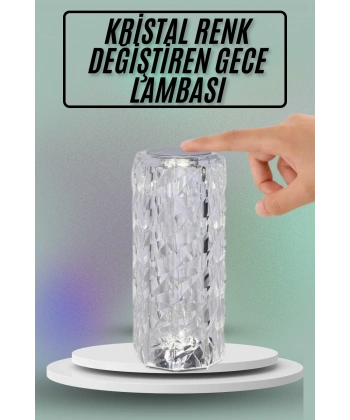 Masa ve Gece Lambası Şık ve Dayanıklı Sensörlü Şarjlı Kristal Lamba