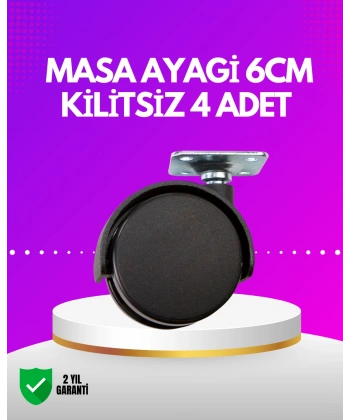 Masa ve Koltuk İçin Kilitsiz Tekerlek Seti 6 cm