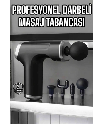 Masaj Tabancası 4 Başlıklı Kas ve Vücut Ağrıları İçin Şarjlı Darbeli