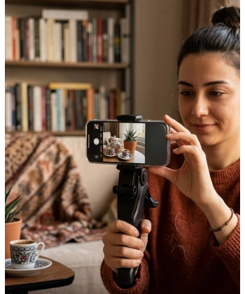 Masaüstü Telefon Tripodu Katlanabilir Telefon Tutucu Video Çekim Standı