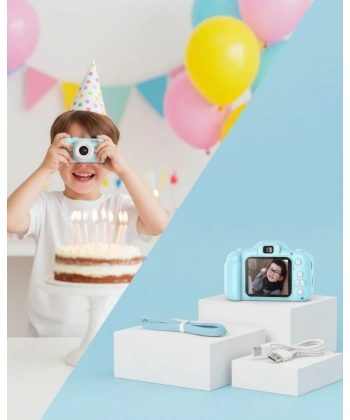 Mavi Kompakt Dijital Kamera HD Video ve Fotoğraf Çekim Özellikli USB Bağlantılı