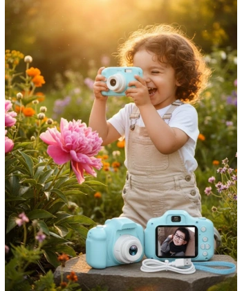 Mavi Kompakt Mini Kamera HD Video ve Fotoğraf Çekim Özellikli Şarjlı Model