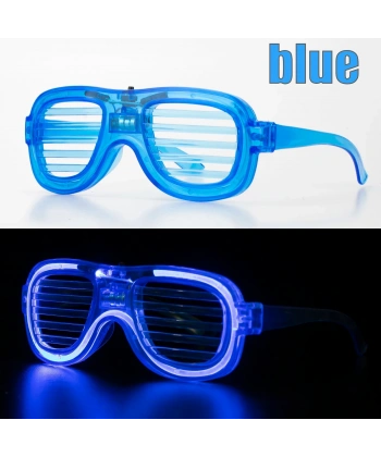 Mavi Led Işıklı Parti Gözlüğü - Neon Glow Şerit Gözlük 3 Modlu