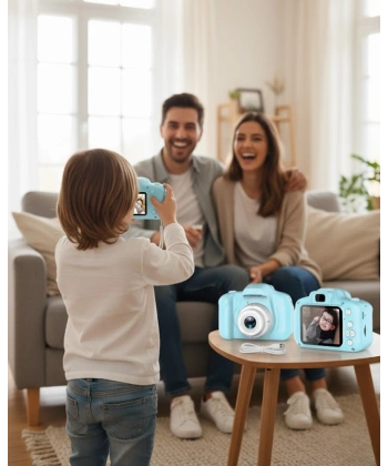 Mavi Mini Dijital Kamera HD Video Fotoğraf Çekimli USB Şarjlı Hafıza Kart Destekli