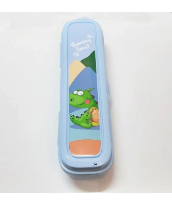 Mavi Multi Renkli Kapaklı Kalemlik Kutusu -Çanta İçi Saklama - Diş Fırçası - Makyaj Fırçası Kutu