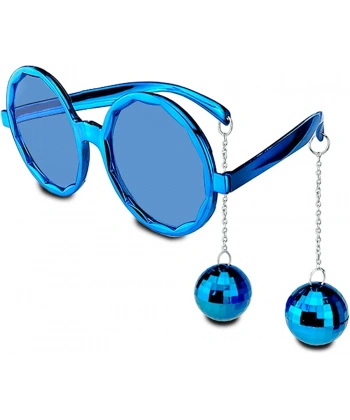 Mavi Renk Disko Toplu Küpeli Parlak Yılbaşı Parti Gözlüğü