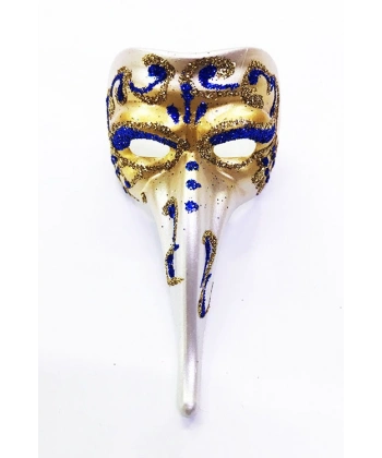 Mavi Renk İşlemeli Seramik Malzemeden İmal Venedik Uzun Maske Magnet