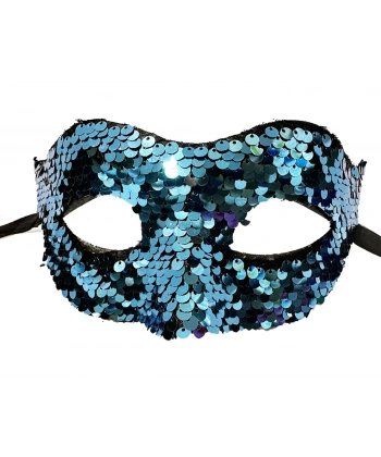 Mavi Renk Payetli Pullu Parti Maskesi Balo Venedik
