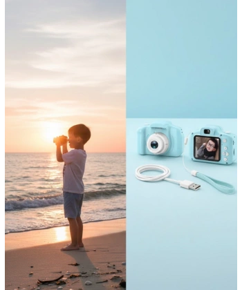 Mavi Taşınabilir Mini Kamera HD Video Fotoğraf Çekimli USB Şarjlı Hafıza Kart Destekli