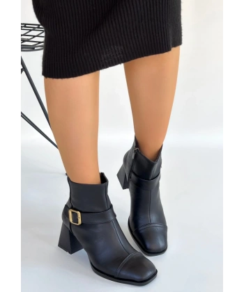 Mejjo Siyah Cilt Topuklu Bot
