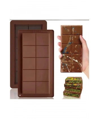 Meşhur Dubai Çikolatası Kalıbı Silikon - Büyük Tablet Çikolata Mum Kek Kalıbı Pasta Kalıbı