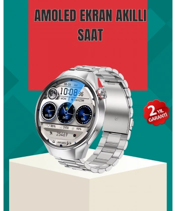 Metal Gövdeli AMOLED Akıllı Saat – Kan Oksijen, Nabız ve Arama Fonksiyonlu