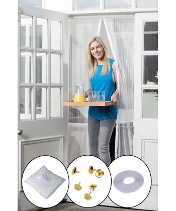 Mıknatıslı Manyetik Kapı Sinekliği Sineklik Tülü Perde (60cm x 210cm 2 Adet Tül)