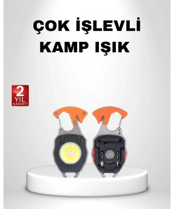 Mini LED Anahtarlık Fener – Şişe Açacağı, Tornavida, Düdük ve USB Şarj Özellikli