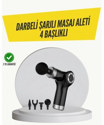 Mini Masaj Tabancası 4 Başlık 6 Hız Ayarlı