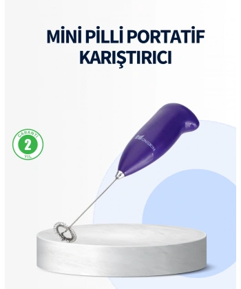 Mini Pilli Portatif Karıştırıcı – Cappuccino, Latte, Frappe ve Kahve Köpürtücü