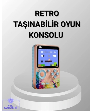 Mini Retro Oyun Konsolu 500 Oyunlu 3.0 İnç Ekran ve Şarjlı Batarya