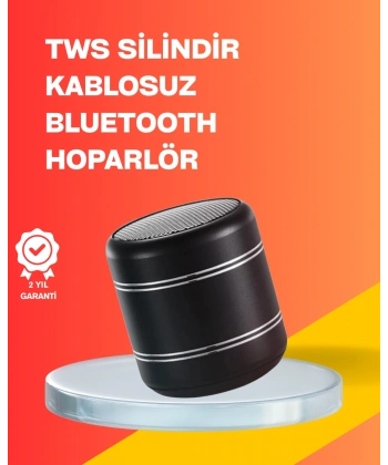 Mini Silindir Kablosuz Hoparlör Güçlü Ses 4W Bas + TWS Senkron Özellik