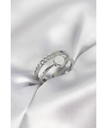 Minimal Queen Yazılı Gümüş Renk Pirinç Kadın Yüzük