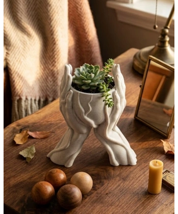 Minimalist El Tasarımlı Dekoratif 3D Saksı Vazo Modern Masa Dekoru